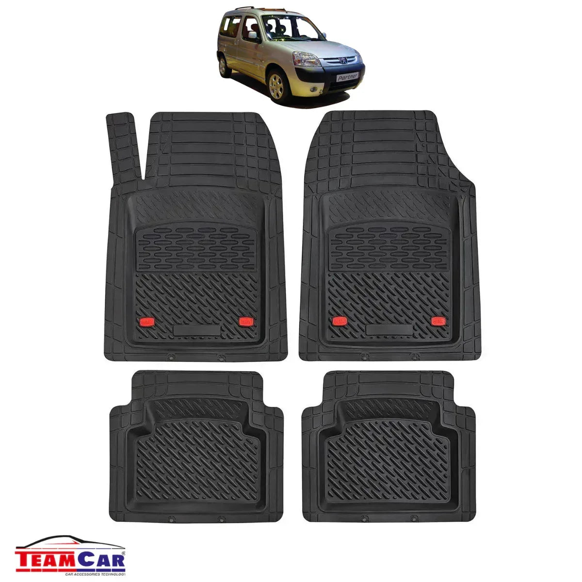 Covorase Auto TeamCar® Tip Tavita Compatibile Peugeot Partner I (1996-2008) Negru Material Rezistent - 221.ro