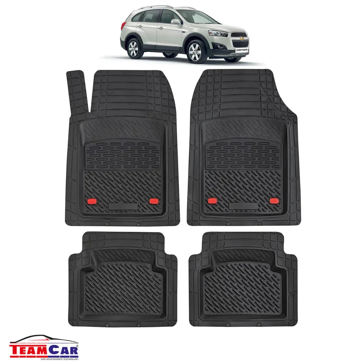 Covorase Auto TeamCar® Tip Tavita Compatibile Chevrolet Captiva Facelift 1 (2011–2013) Negru Material Rezistent - 221.ro