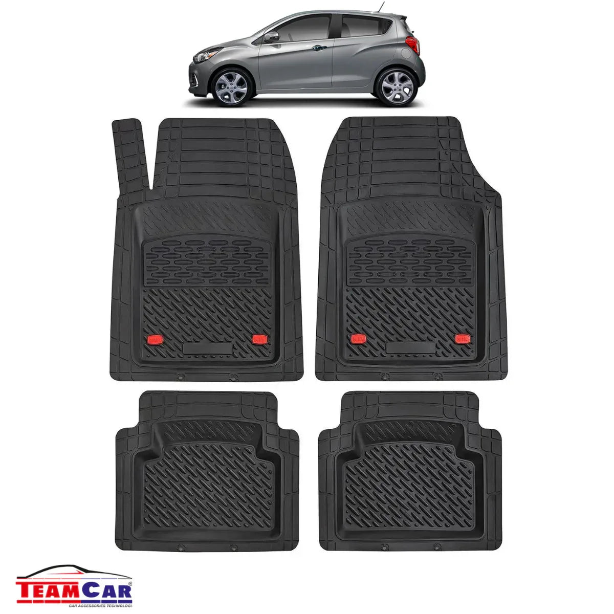 Covorase Auto TeamCar® Tip Tavita Compatibile Chevrolet Spark M400 (2015–2022) Negru Material Rezistent - 221.ro