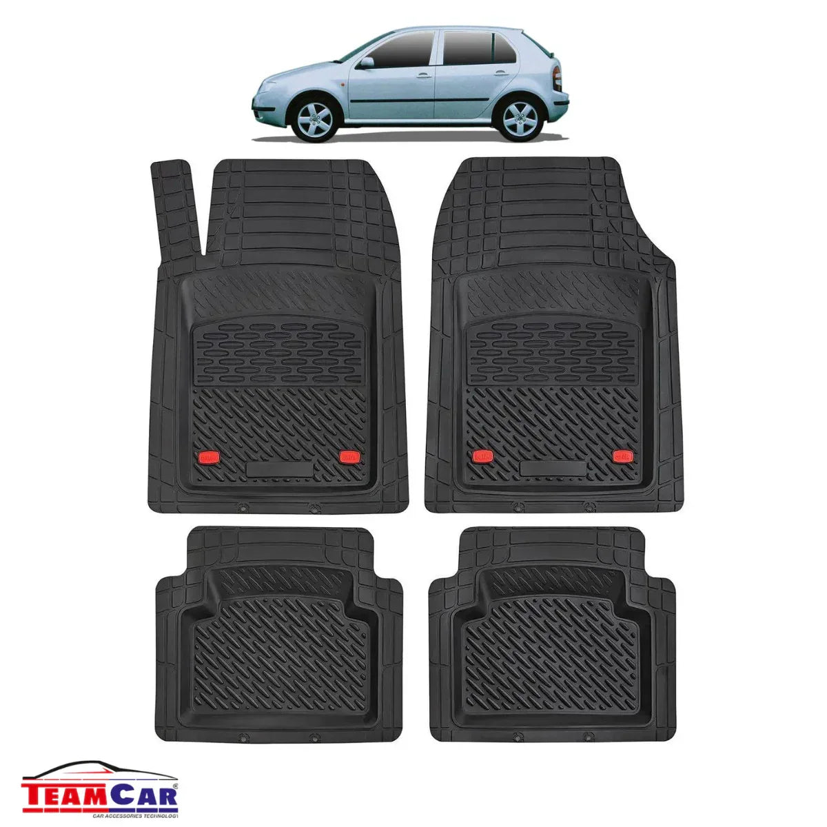 Covorase Auto TeamCar® Tip Tavita Compatibile Skoda Fabia Generatia I (1999–2007) Negru Material Rezistent - 221.ro