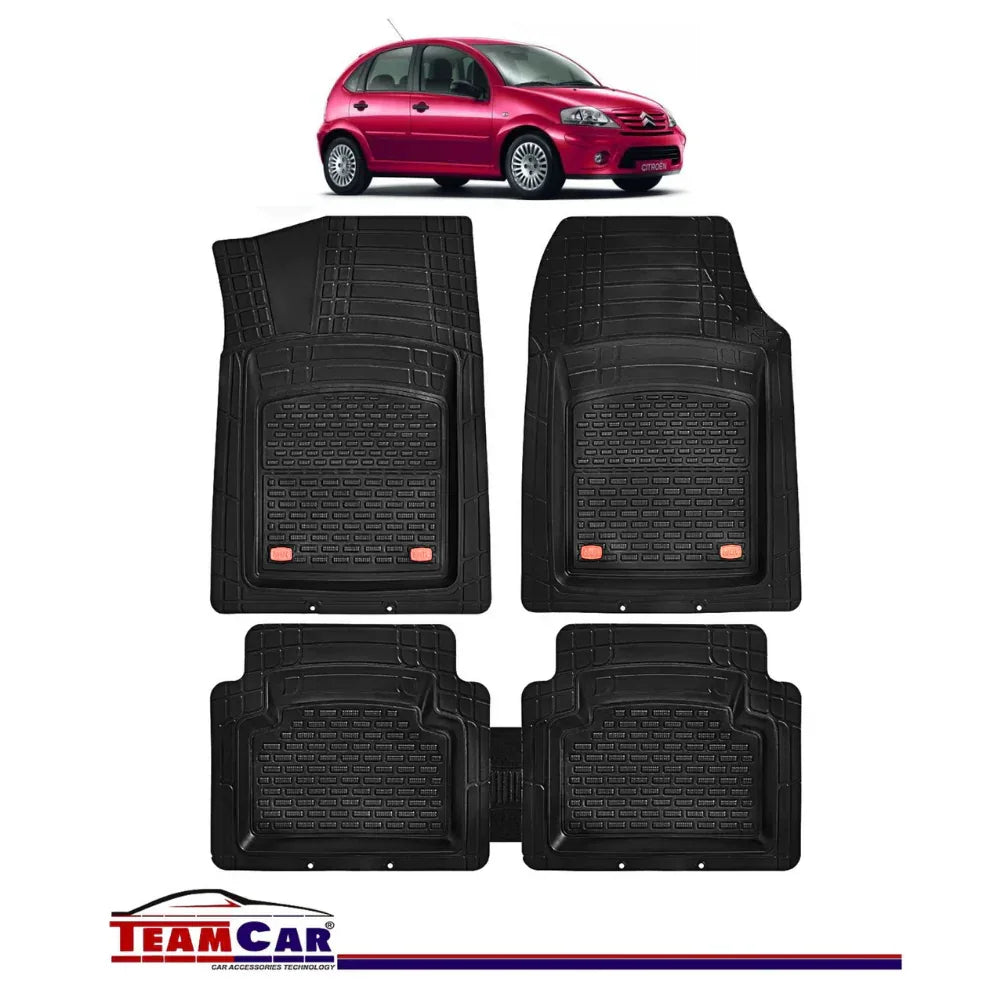 Covorase Auto TeamCar® Tip Tavita Compatibile Citroen C3 I (2002-2009) Negru Material Rezistent - 221.ro