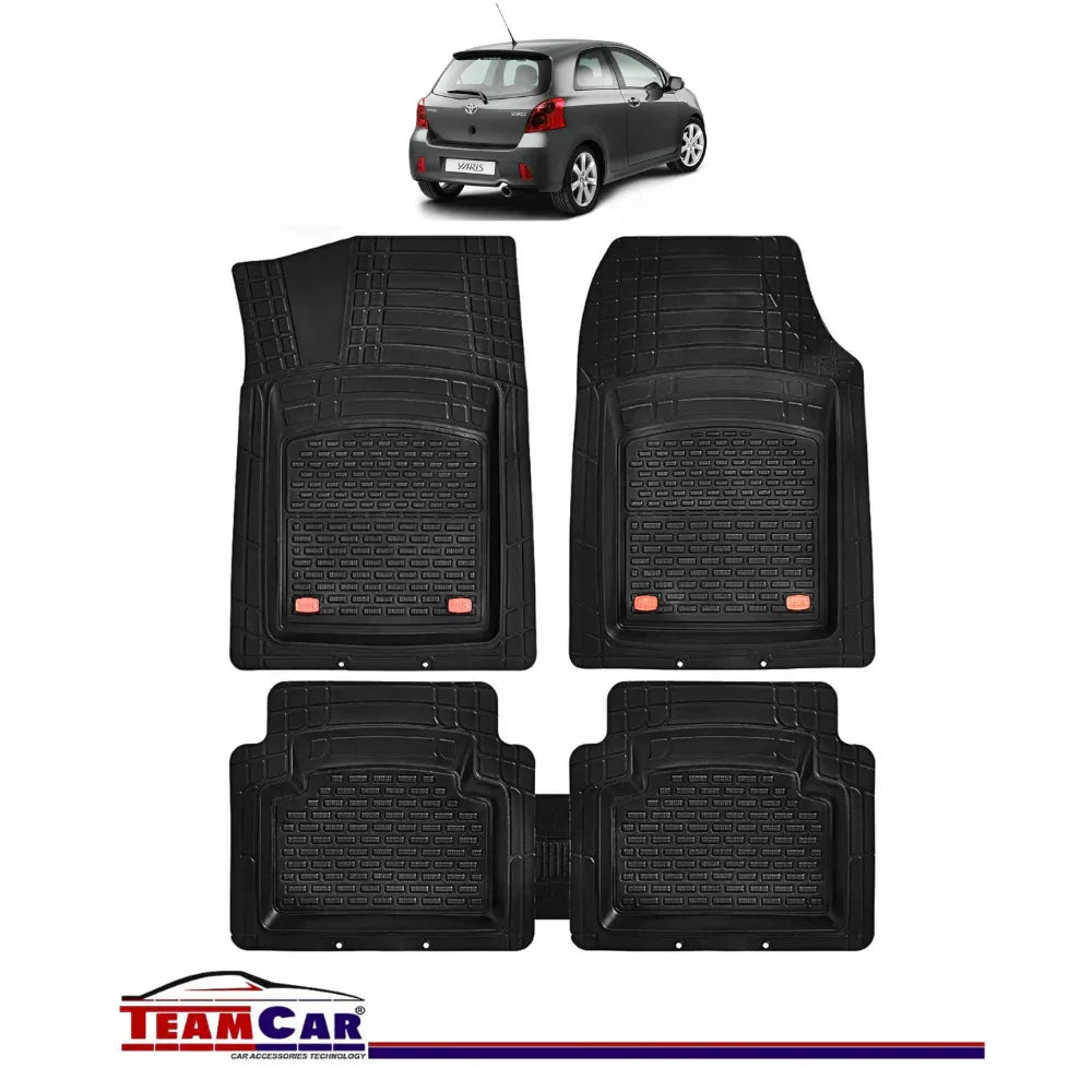 Covorase Auto TeamCar® Tip Tavita Compatibile Toyota Yaris Generatia II (2005–2011) Negru Material Rezistent - 221.ro