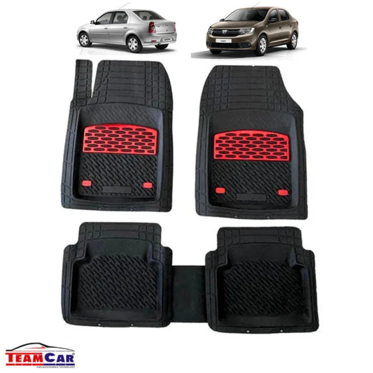Covorase Auto Tip Tavă TEAMCAR® Compatibile Dacia Logan 1, 2, Facelift, Protecție Completă, Rosu-Negru - 221.ro