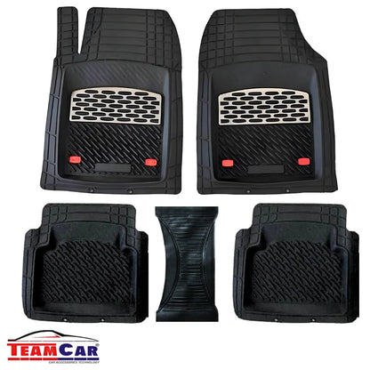 Covorașe Auto Universale TEAMCAR® Safir, Set 5 Piese, Negru/Argintiu, Tip Tavă, Adâncime 3 cm, Compatibil Hatchback, Sedan, SUV - 221.ro