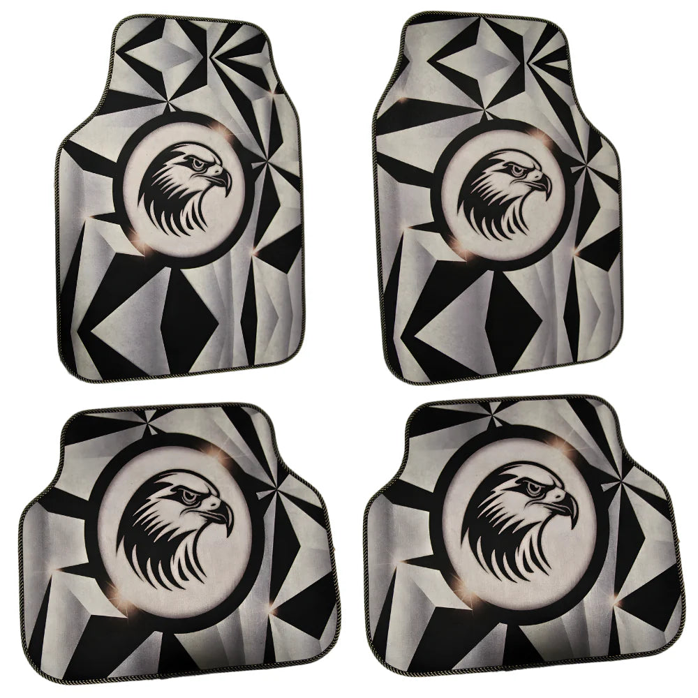 Covorașe auto universale DECOMAT 3D – set 4 bucăți cu design vultur, lavabile, antiderapante