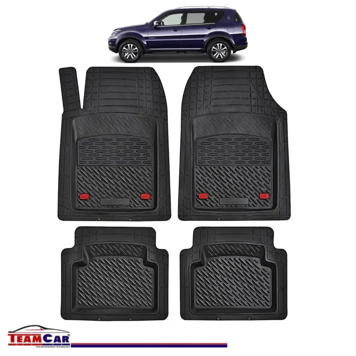 Covorase Auto TeamCar® Tip Tavita Compatibile SsangYong Rexton Generatia III (2012–2017) Negru Material Rezistent - 221.ro