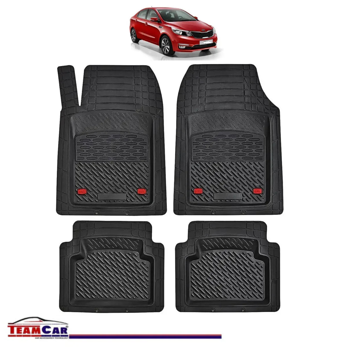 Covorase Auto TeamCar® Tip Tavita Compatibile Kia Rio Generatia III (2011–2017) Negru Material Rezistent - 221.ro