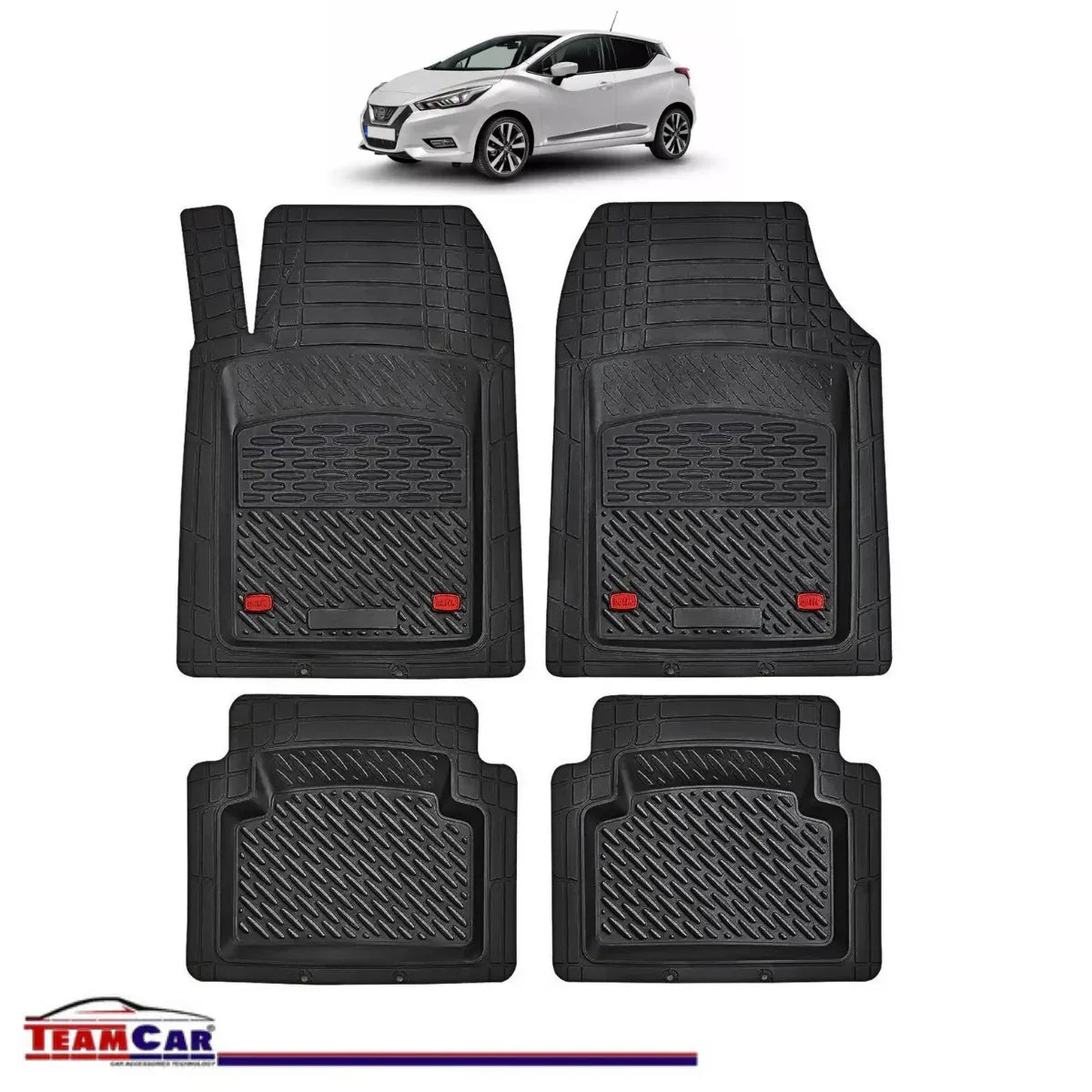 Covorase Auto TeamCar® Tip Tavita Compatibile Nissan Micra K14 (2017–prezent) Negru Material Rezistent - 221.ro