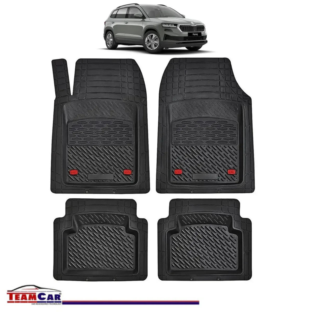 Covorase Auto TeamCar® Tip Tavita Compatibile Skoda Karoq Generatia I (2017–2025) Negru Material Rezistent - 221.ro