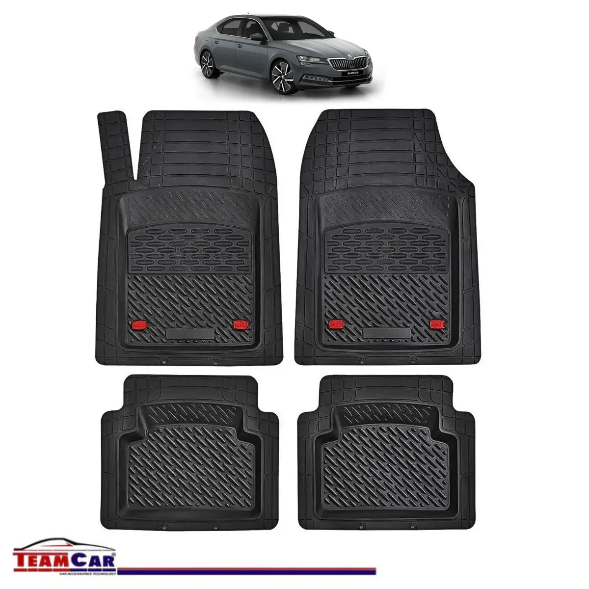 Covorase Auto TeamCar® Tip Tavita Compatibile Skoda Superb Generatia III (2015–2023) Negru Material Rezistent - 221.ro