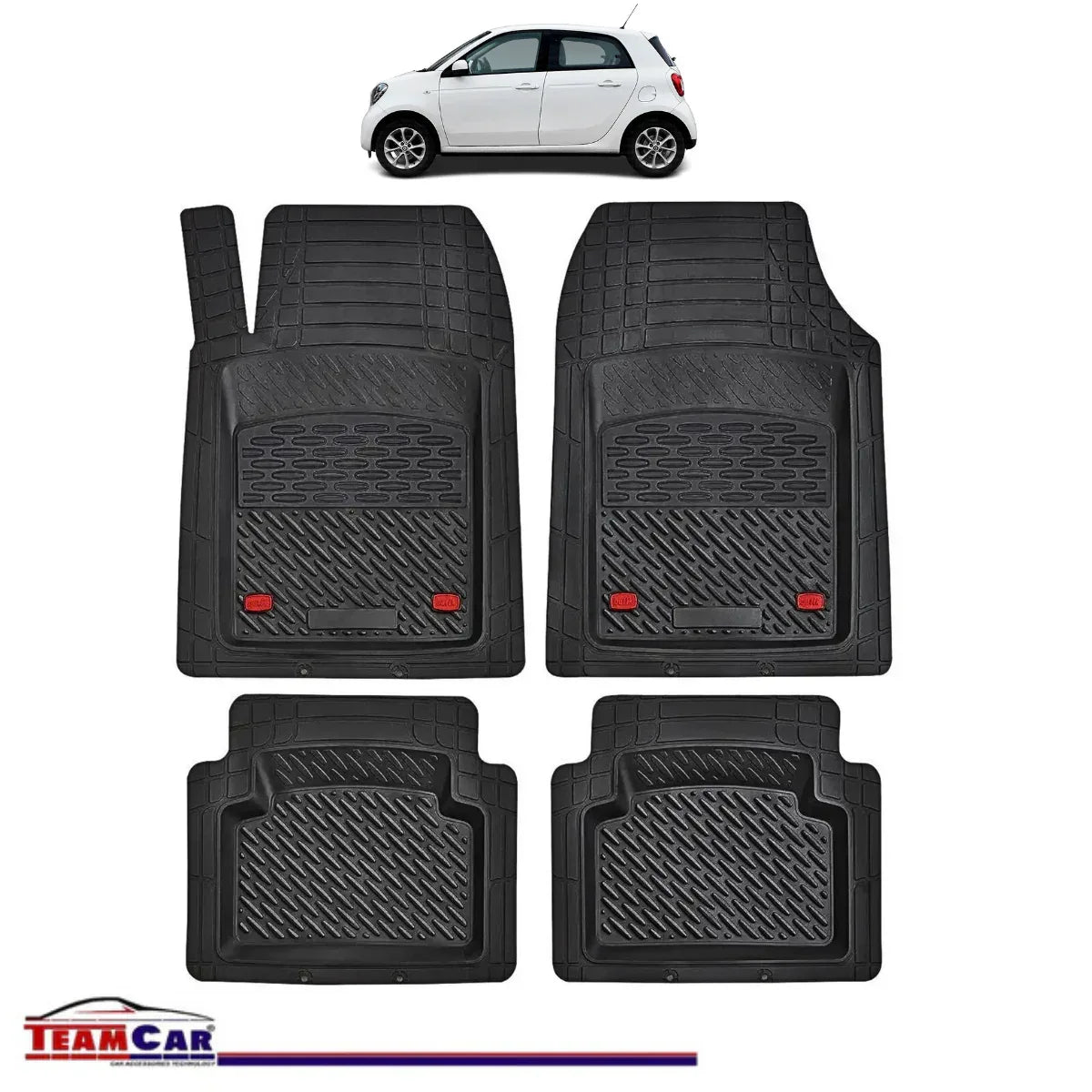 Covorase Auto TeamCar® Tip Tavita Compatibile Smart Forfour Generatia II (2014–2021) Negru Material Rezistent - 221.ro