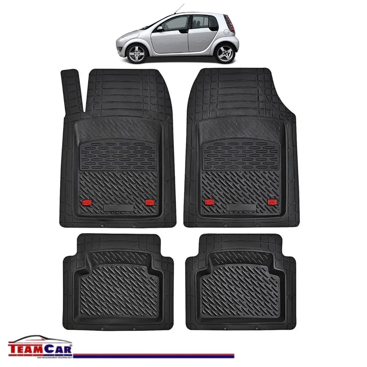 Covorase Auto TeamCar® Tip Tavita Compatibile Smart Forfour I (2004–2006) Negru - 221.ro