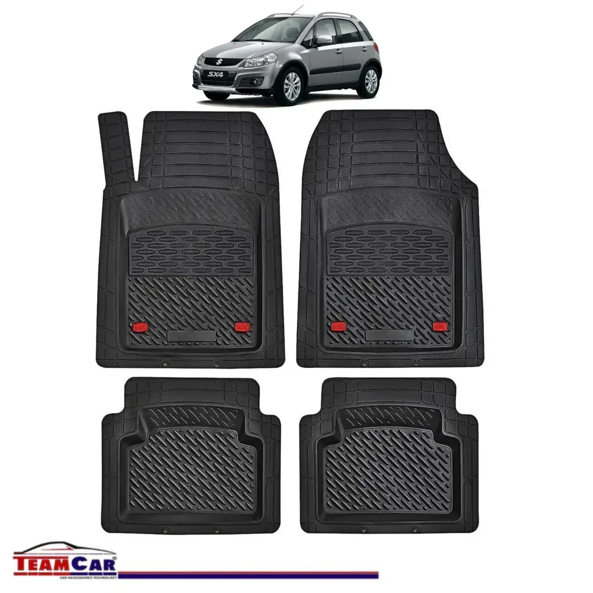 Covorase Auto TeamCar® Tip Tavita Compatibile Suzuki SX4 (2006–2013) Negru Material Rezistent - 221.ro