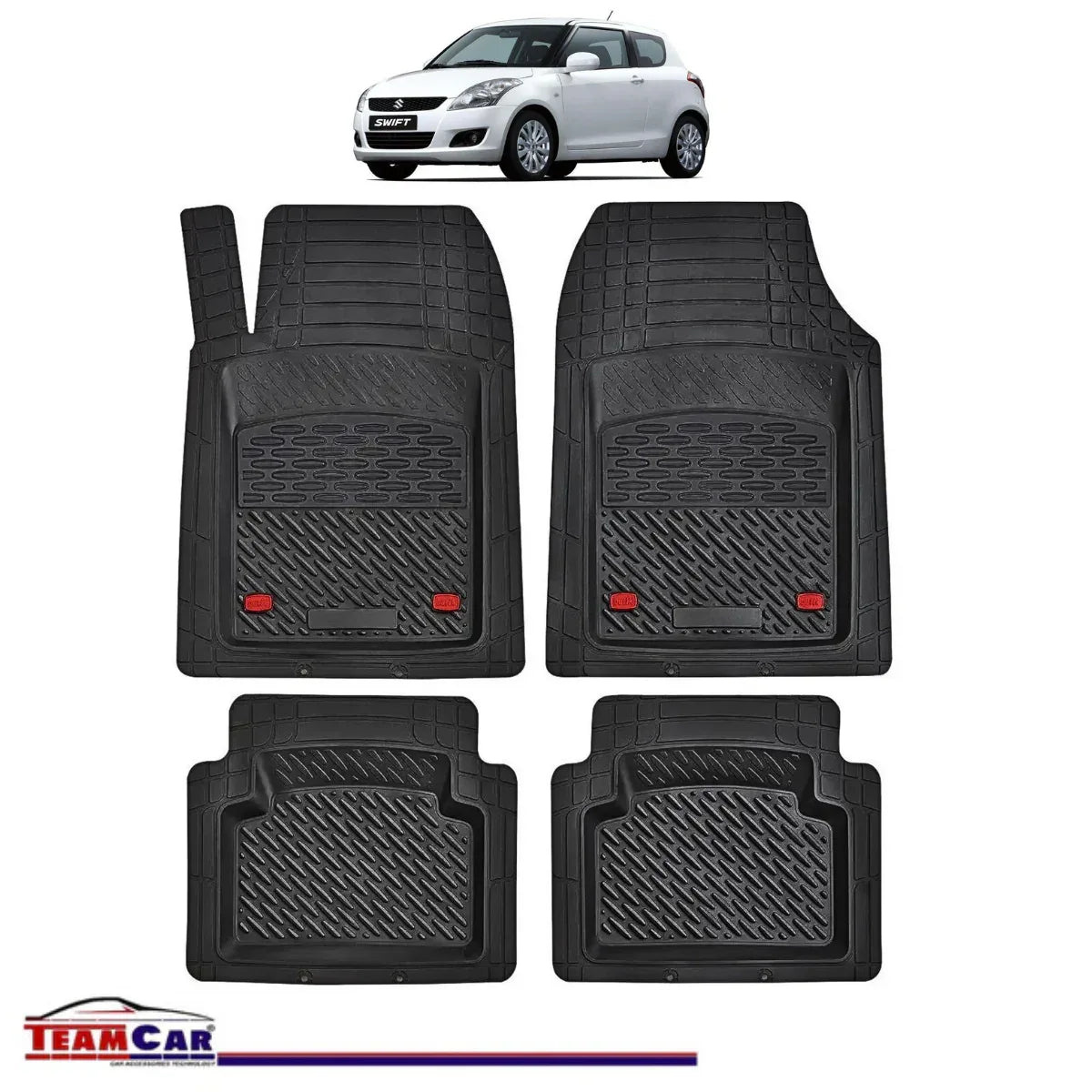 Covorase Auto TeamCar® Tip Tavita Compatibile Suzuki Swift IV (2010–2017) Negru Material Rezistent - 221.ro