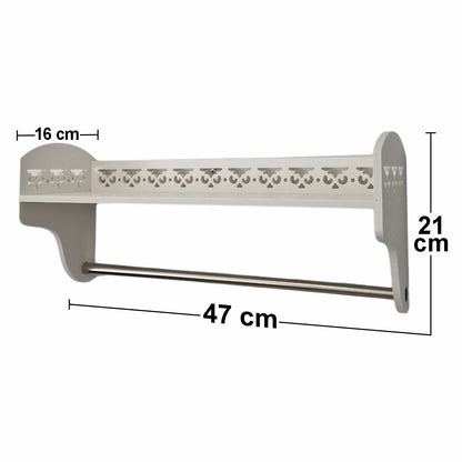Etajera pentru baie cu 1 raft, Naimeed D129 PVC, Alb, 21x47x16cm