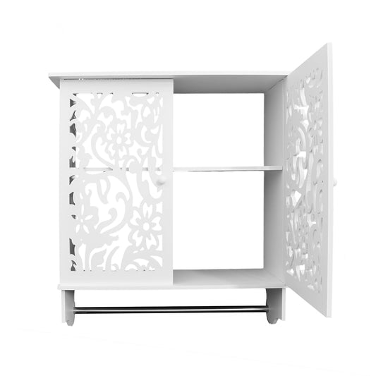 Dulapior cu 2 nivele si bara pentru prosoape, D14, culoare Alb, 61 x 21 x 60 cm
