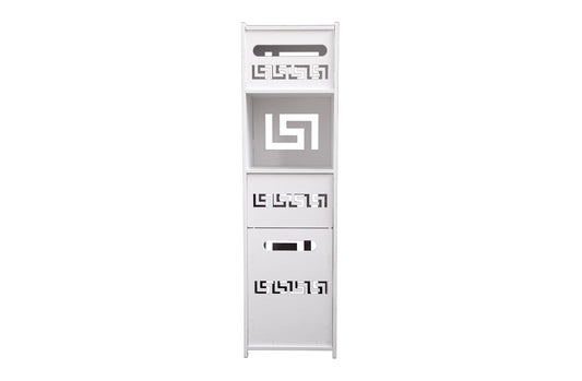 Dulapior cu un raft, compartiment pentru hartie si doua usi, Naimeed D147 PVC, culoare Alb, 25 x 90 x 25 cm