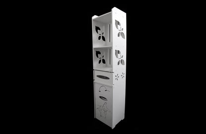 Dulapior cu 3 rafturi si compartiment pentru hartie, Naimeed D149 PVC, culoare Alb, 27 x 120 x 25 cm