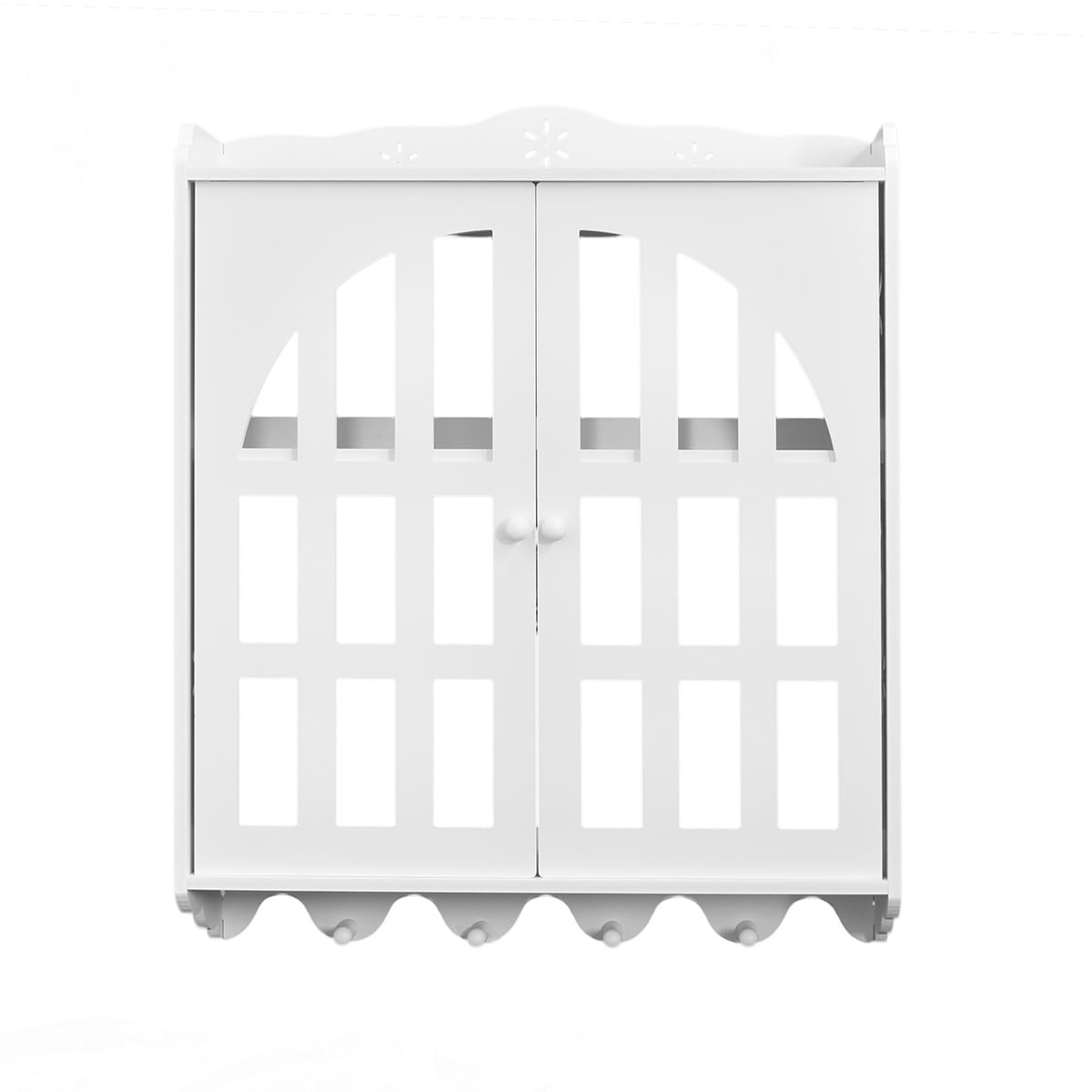 Dulap pentru baie cu agatatori si 2 nivele, D16, culoare Alb, 60 x 15 x 50 cm