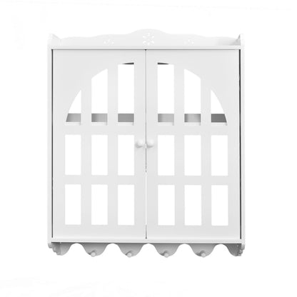 Dulap pentru baie cu agatatori si 2 nivele, D16, culoare Alb, 60 x 15 x 50 cm