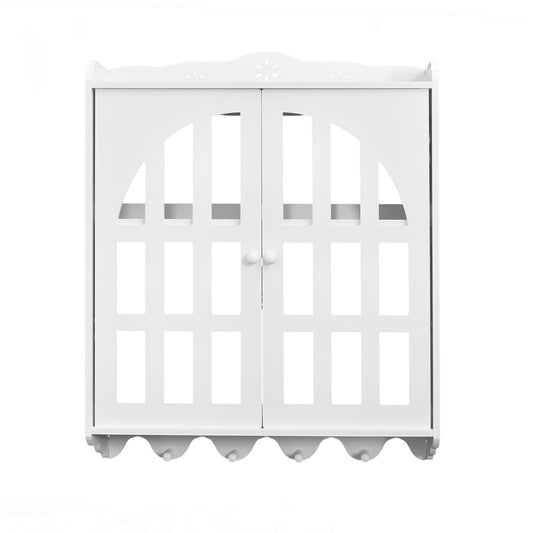 Dulap pentru baie cu agatatori si 2 nivele, D16, culoare Alb, 60 x 15 x 50 cm
