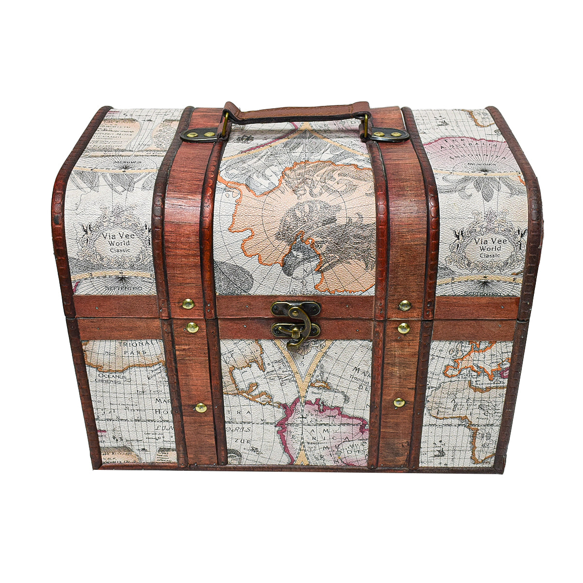 Cutie depozitare tip cufar, Naimeed D17035, 35x26x22 cm, Lemn, Visiniu