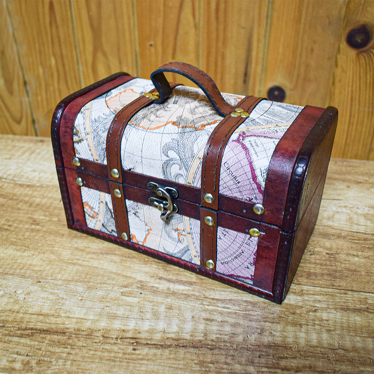 Cutie depozitare tip cufar, Naimeed D17122, 22x13x13 cm, Lemn, Visiniu