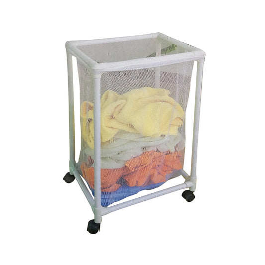 Cos pentru rufe din plastic cu roti, capacitate 60L, Naimeed D2402, culoare Alb, 70x40x30 cm