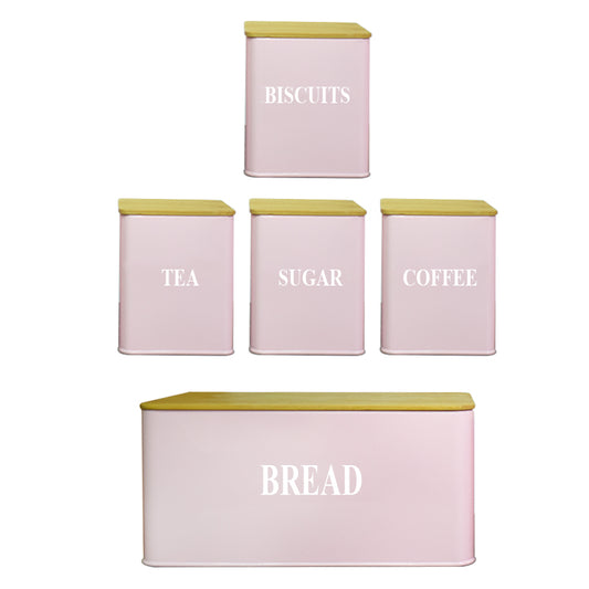 Set 5 cutii pentru depozitare, forma dreptunghiulara, Naimeed D2601-DREPT, Roz