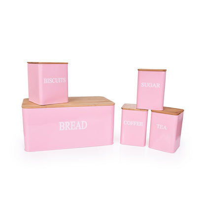 Set 5 cutii pentru depozitare, forma dreptunghiulara, Naimeed D2601-DREPT, Roz