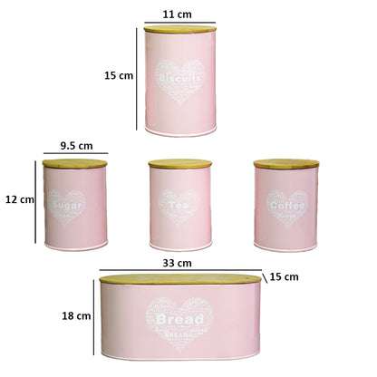 Set 5 cutii pentru depozitare, forma circulara, Naimeed D2601-ROTUND, Roz