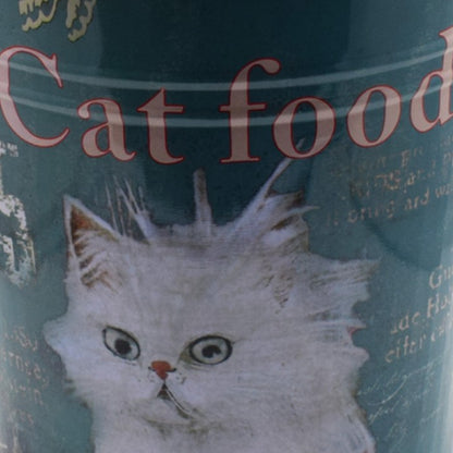 Galetusa decor cu capac din metal si manere din lemn, Naimeed D2644 Cat Food, Multicolor, 23 x 17 cm