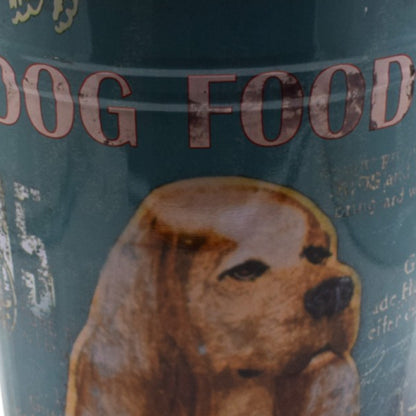 Galetusa decor cu capac din metal si manere din lemn, Naimeed D2644 Dog Food, Multicolor, 23 x 17 cm