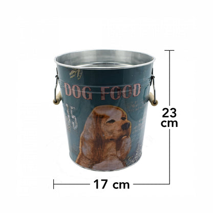 Galetusa decor cu capac din metal si manere din lemn, Naimeed D2644 Dog Food, Multicolor, 23 x 17 cm
