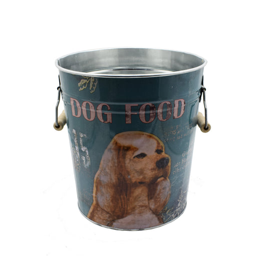 Galetusa decor cu capac din metal si manere din lemn, Naimeed D2644 Dog Food, Multicolor, 23 x 17 cm