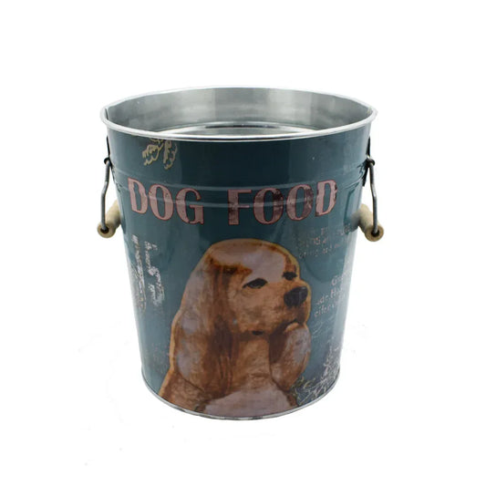Galetusa decor cu capac din metal si manere din lemn, Naimeed D2644 Dog Food, Multicolor, 23 x 17 cm - 221.ro