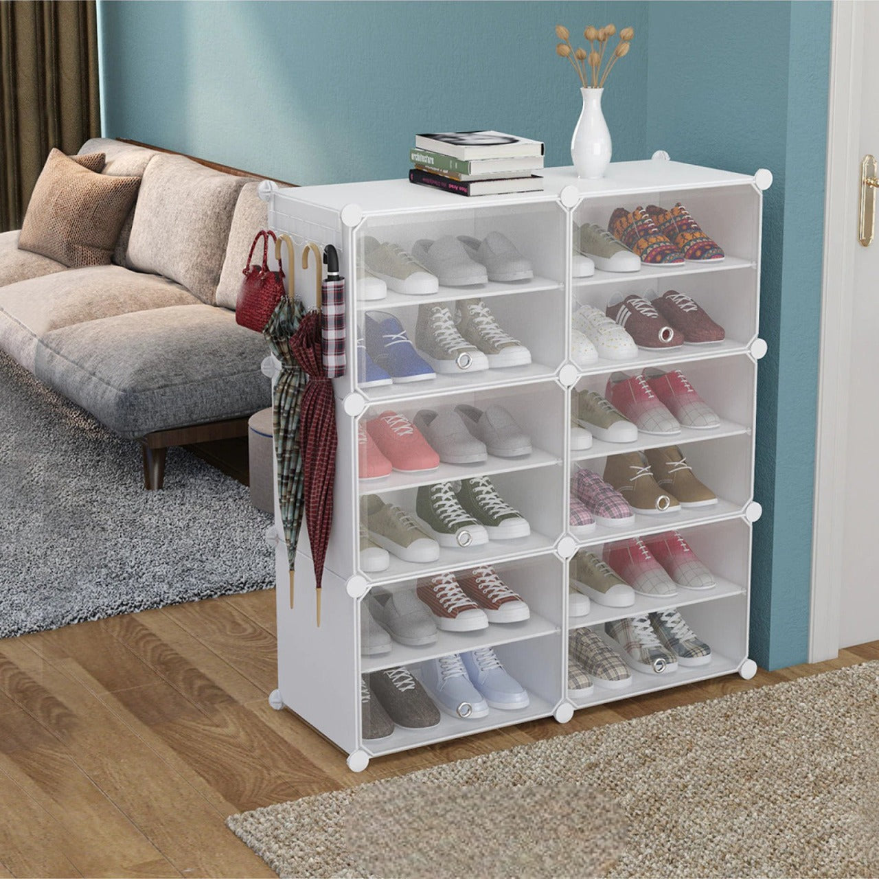 Pantofar Modular, 12 Compartimente, D2662W, Alb