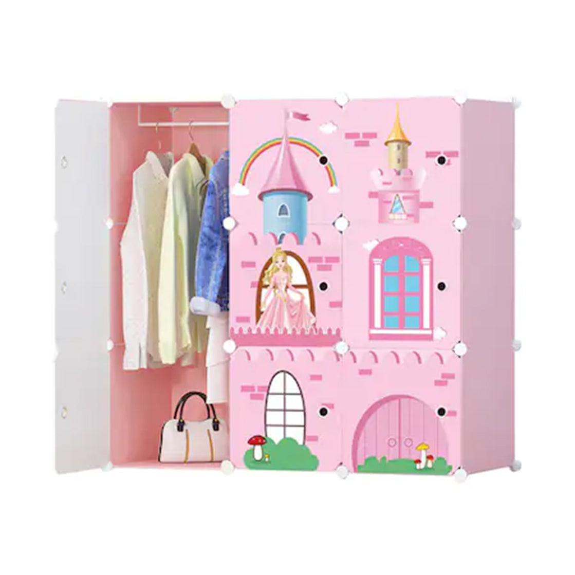 Dulap modular din plastic cu schelet metalic, D2669P, Castle Style Multicolor, 111x111x37 cm