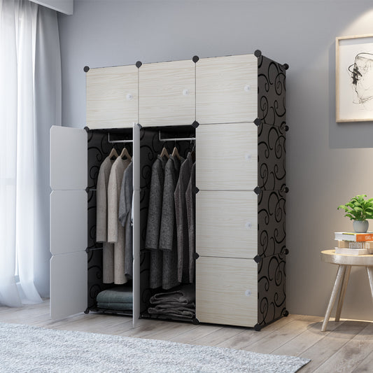 Dulap Modular, 12 usi, Naimeed D2672N, Negru/Crem