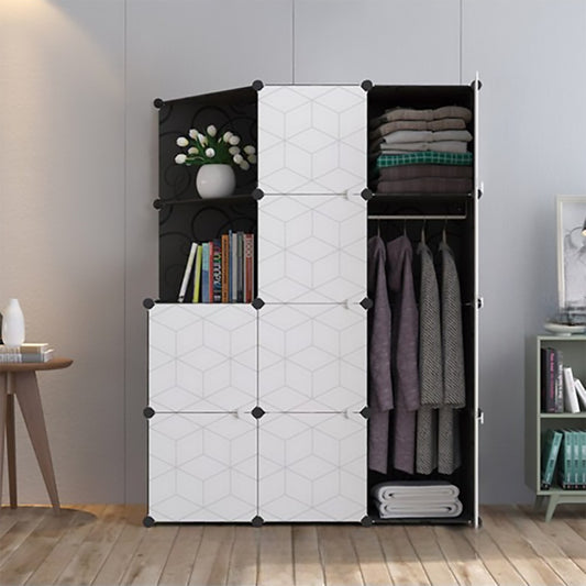 Dulap Modular, 12 Compartimente, Naimeed D2675N, Alb/Negru, 147x111x37 cm