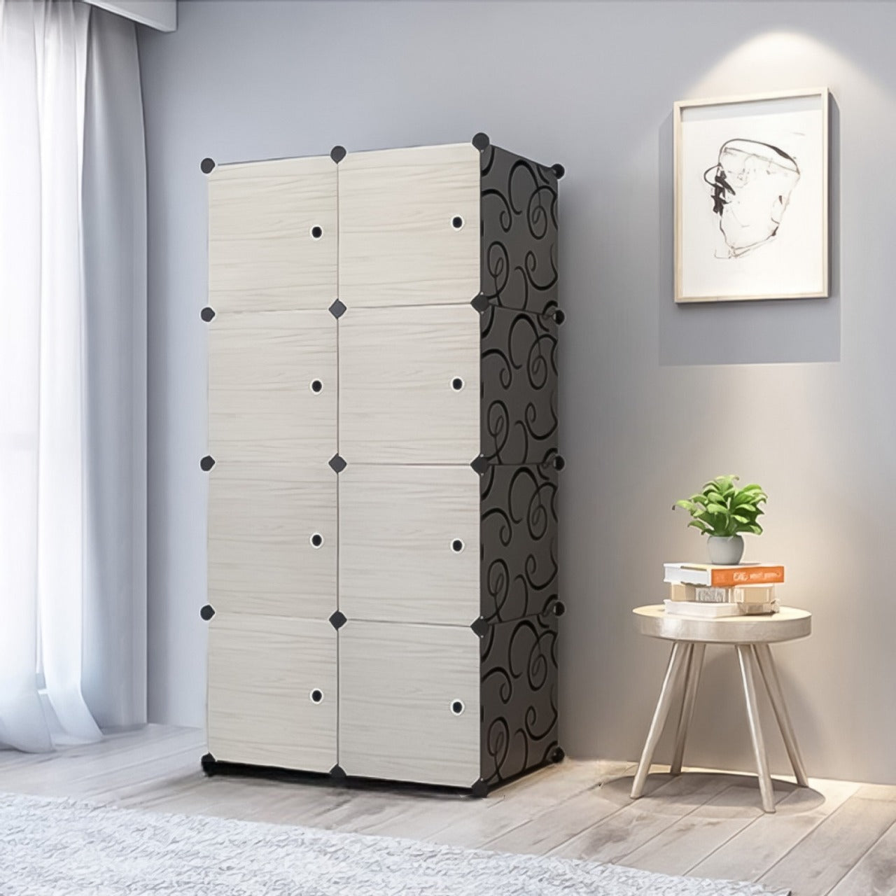 Dulap modular, Naimeed D2683L, Crem/Negru, 148x75x37 cm