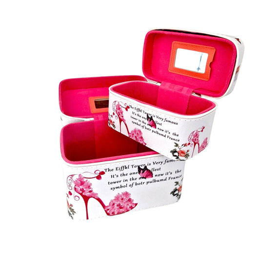 Set 2 Genti pentru cosmetice, Naimeed D269, France Pantof Inflorat, Roz