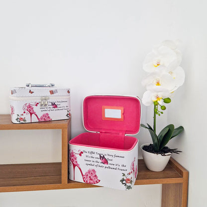 Set 2 Genti pentru cosmetice, Naimeed D269, France Pantof Inflorat, Roz