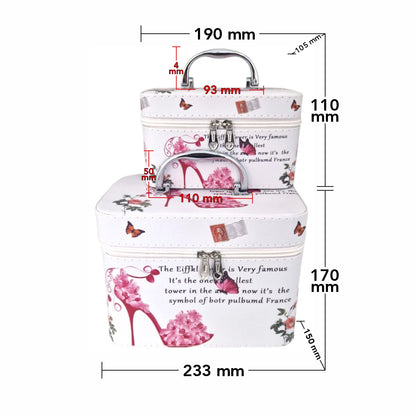 Set 2 Genti pentru cosmetice, Naimeed D269, France Pantof Inflorat, Roz