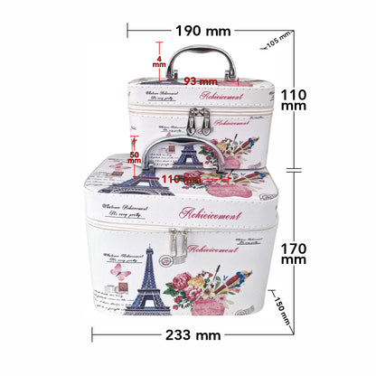 Set 2 Genti pentru cosmetice, Naimeed D269, Paris Albastru