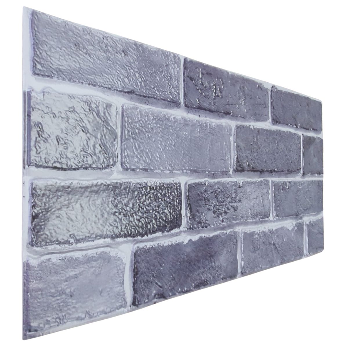 Set 12 panouri decorative, SXP + PVC, autoadezive, imitatie mozaic de caramida cu textura in relief, Naimeed D2949-model-2, 60x30x0.5 cm, Gri