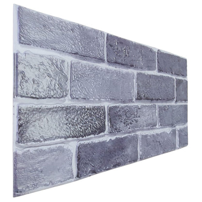 Set 12 panouri decorative, SXP + PVC, autoadezive, imitatie mozaic de caramida cu textura in relief, Naimeed D2949-model-2, 60x30x0.5 cm, Gri