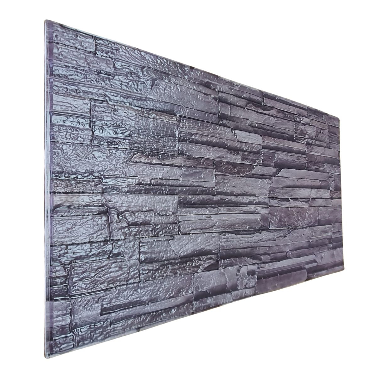 Set 12 panouri decorative, SXP + PVC, autoadezive, imitatie mozaic de piatra cu textura in relief, Naimeed D2949-model-4, 60x30x0.5 cm, Maro inchis