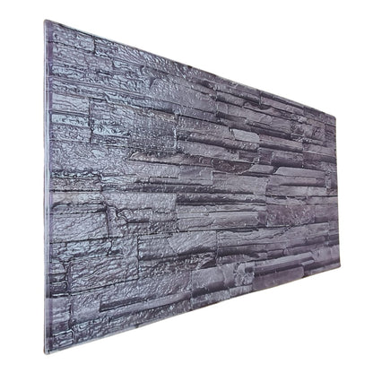Set 12 panouri decorative, SXP + PVC, autoadezive, imitatie mozaic de piatra cu textura in relief, Naimeed D2949-model-4, 60x30x0.5 cm, Maro inchis