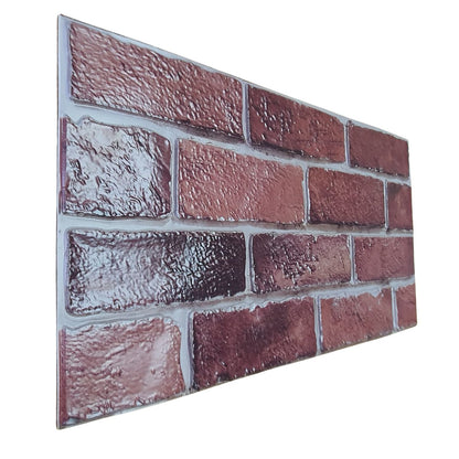 Set 12 panouri decorative, SXP + PVC, autoadezive, imitatie mozaic de caramida cu textura in relief, Naimeed D2949-model-5, 60x30x0.5 cm, Rosu
